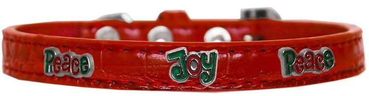 Peace and Joy Widget Croc Dog Collar Red Size 12